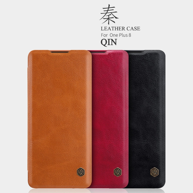 For OnePlus 8 NILLKIN QIN Series Crazy Horse Texture Horizontal Flip Leather Case with Card Slot(Red) - OnePlus Cases by NILLKIN | Online Shopping South Africa | PMC Jewellery
