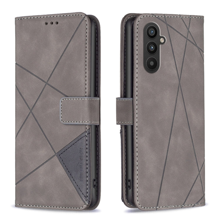 For Samsung Galaxy A24 4G Magnetic Buckle Rhombus Texture Leather Phone Case(Grey) - free shipping - PMC TechLife - Order now!
