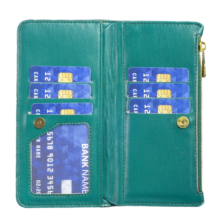 For Xiaomi Redmi Note 12 4G Global Diamond Lattice Zipper Wallet Leather Flip Phone Case(Green) - free shipping - PMC TechLife - Order now!