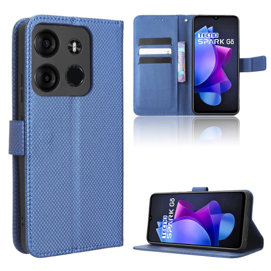 For Tecno Spark Go 2023 Diamond Texture Leather Phone Case(Blue) - Tecno Cases by PMC Jewellery | Online Shopping South Africa | PMC Jewellery