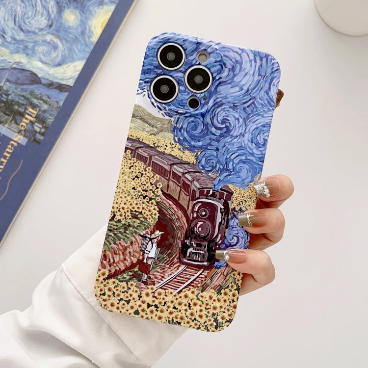 For iPhone 14 Pro Max Precise Hole Oil Painting Glossy PC Phone Case(Train) - free shipping - PMC TechLife - Order now!