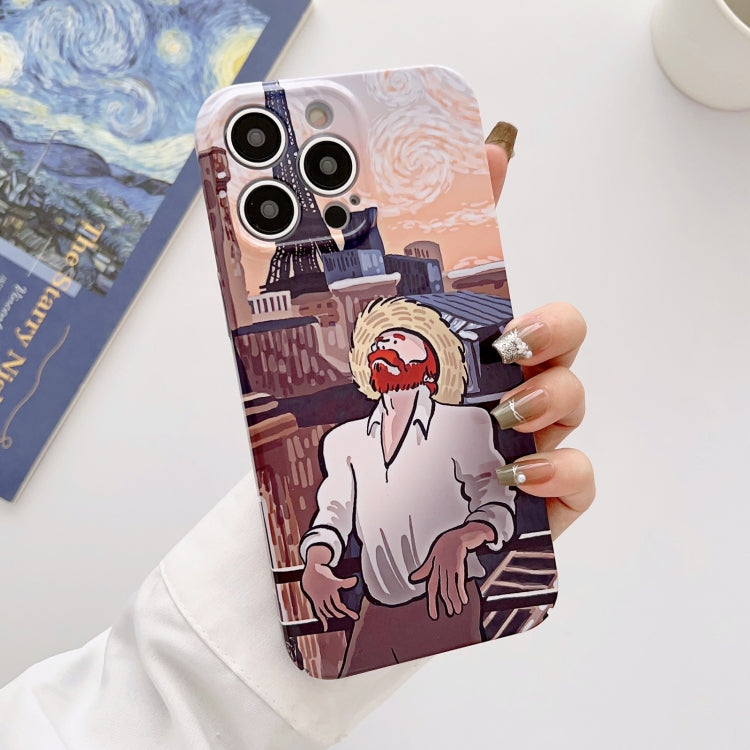 For iPhone 12 Precise Hole Oil Painting Glossy PC Phone Case(Tower) - iPhone 12 / 12 Pro Cases by PMC TechLife | Online Shopping South Africa | PMC TechLife