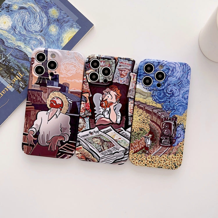 For iPhone 12 Precise Hole Oil Painting Glossy PC Phone Case(Tower) - iPhone 12 / 12 Pro Cases by PMC TechLife | Online Shopping South Africa | PMC TechLife