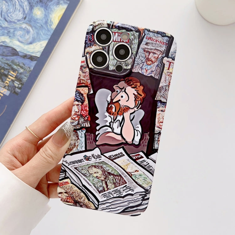 For iPhone 11 Precise Hole Oil Painting Glossy PC Phone Case(Newspaper) - iPhone 11 Cases by PMC TechLife | Online Shopping South Africa | PMC TechLife