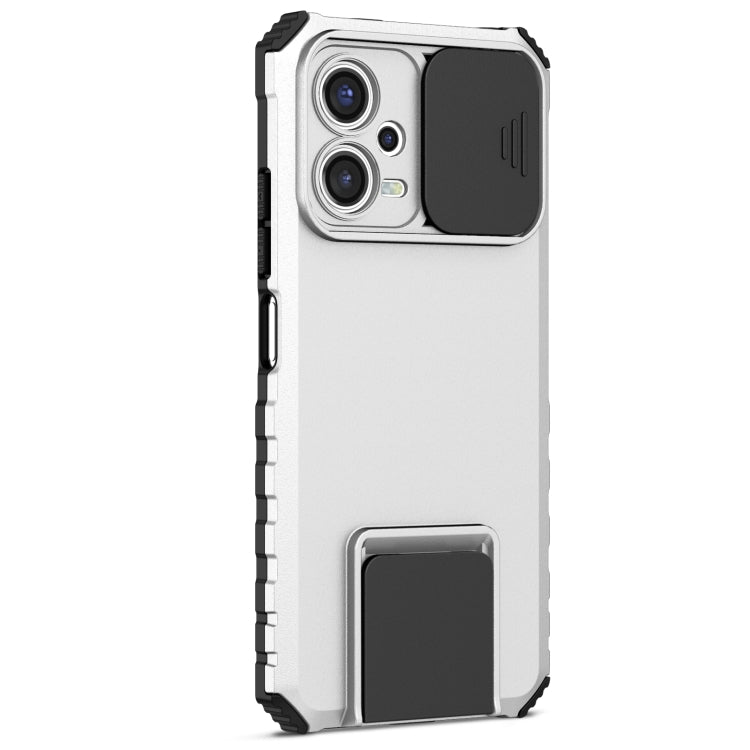 For Xiaomi Redmi Note 12 5G / Poco X5 Stereoscopic Holder Sliding Camshield Phone Case(White) - Note 12 Cases by PMC Jewellery | Online Shopping South Africa | PMC Jewellery