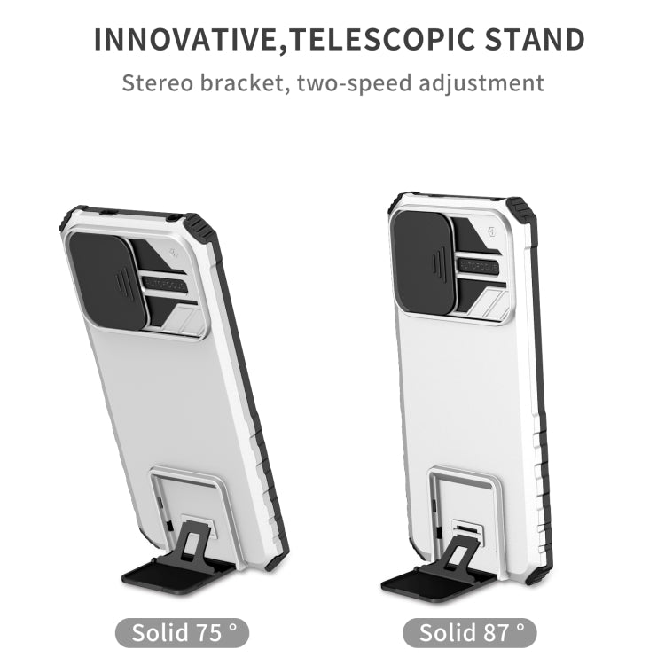 For Xiaomi Redmi Note 12 5G / Poco X5 Stereoscopic Holder Sliding Camshield Phone Case(White) - Note 12 Cases by PMC Jewellery | Online Shopping South Africa | PMC Jewellery