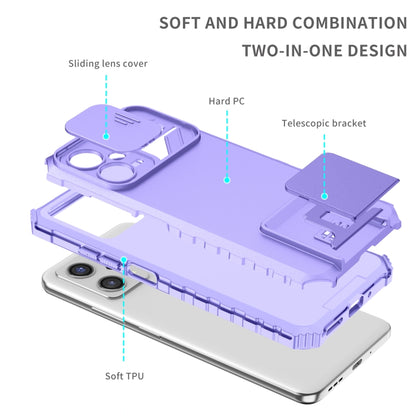 For Xiaomi Redmi Note 12 5G / Poco X5 Stereoscopic Holder Sliding Camshield Phone Case(Purple) - Note 12 Cases by PMC Jewellery | Online Shopping South Africa | PMC Jewellery