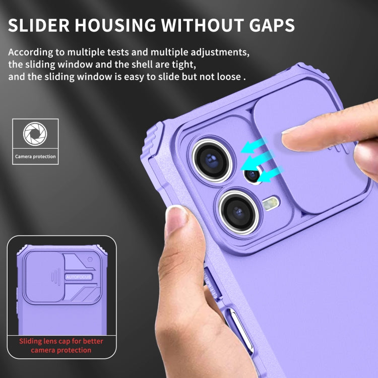 For Xiaomi Redmi Note 12 5G / Poco X5 Stereoscopic Holder Sliding Camshield Phone Case(Purple) - Note 12 Cases by PMC Jewellery | Online Shopping South Africa | PMC Jewellery