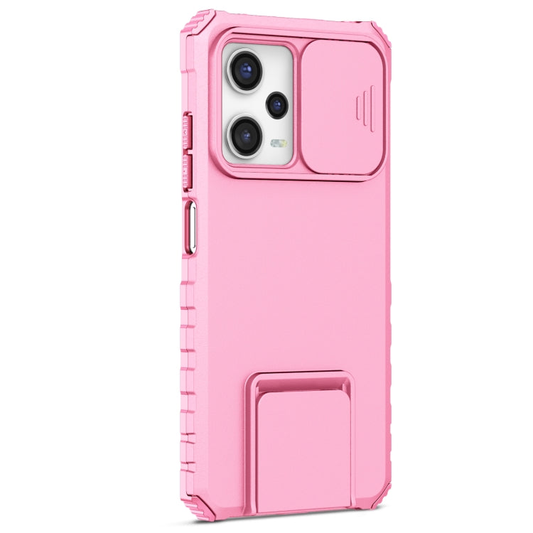 For Xiaomi Redmi Note 12 Pro 5G / Poco X5 Pro Stereoscopic Holder Sliding Camshield Phone Case(Pink) - free shipping - PMC TechLife - Order now!