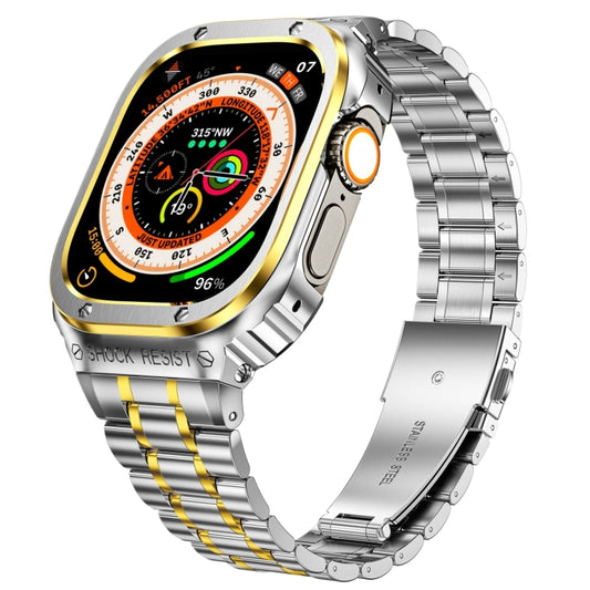 Metal Integrated Watch Protective Case For Apple Watch Series SE 2&6&SE&5&4 44mm(Silver Gold) - Watch Cases by PMC Jewellery | Online Shopping South Africa | PMC Jewellery