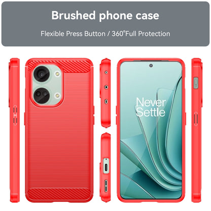 For OnePlus 11R Brushed Texture Carbon Fiber TPU Phone Case(Red) - OnePlus Cases by PMC Jewellery | Online Shopping South Africa | PMC Jewellery