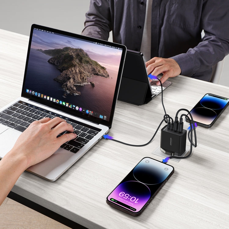 JOYROOM TCG02 Gallium Nitride 67W Dual USB+Dual USB-C/Type-C Multi-Port Charger Set, Specification:UK Plug(Black) - USB Charger by JOYROOM | Online Shopping South Africa | PMC Jewellery