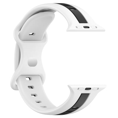 Nail Buckle Two-color Watch Band For Apple Watch Ultra 49mm / Series 8&7 45mm / SE 2&6&SE&5&4 44mm / 3&2&1 42mm(White Black) - Smart Wear by PMC Jewellery | Online Shopping South Africa | PMC Jewellery