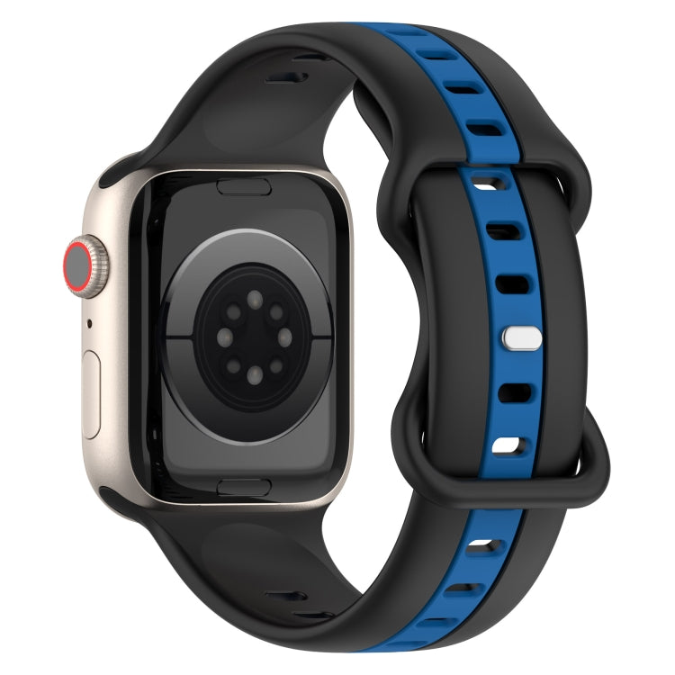 Nail Buckle Two-color Watch Band For Apple Watch Ultra 49mm / Series 8&7 45mm / SE 2&6&SE&5&4 44mm / 3&2&1 42mm(Black Blue) - Smart Wear by PMC Jewellery | Online Shopping South Africa | PMC Jewellery