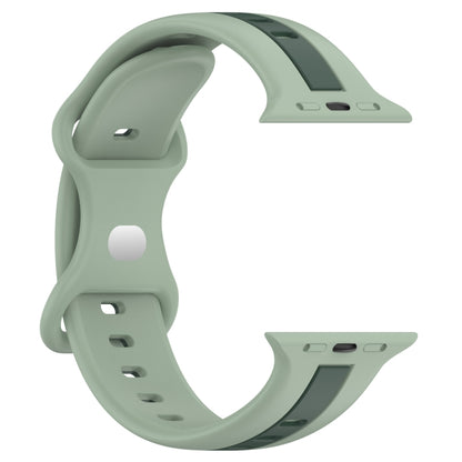 Nail Buckle Two-color Watch Band For Apple Watch Ultra 49mm / Series 8&7 45mm / SE 2&6&SE&5&4 44mm / 3&2&1 42mm(Light Green + Dark Green) -  by PMC Jewellery | Online Shopping South Africa | PMC Jewellery