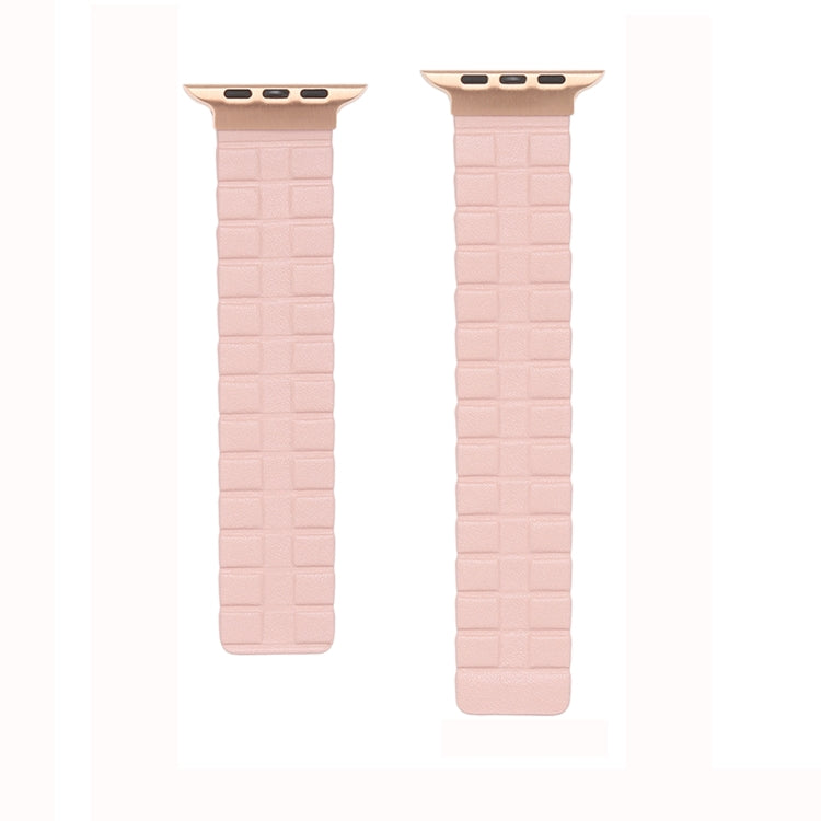 Square Two-section Leather Magnetic Watch Band For Apple Watch Series 8&7 41mm / SE 2&6&SE&5&4 40mm / 3&2&1 38mm(Rose Pink) -  by PMC Jewellery | Online Shopping South Africa | PMC Jewellery