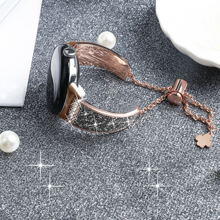 For Garmin Venu / Venu 2 Plus / Venu Sq / Sq2 20mm Diamond Chain Mental Watch Band(Rose Gold) - Smart Wear by PMC Jewellery | Online Shopping South Africa | PMC Jewellery