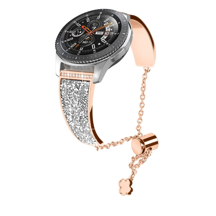For Garmin Venu 2 / Forerunner 265 / 255 22mm Diamond Chain Mental Watch Band(Rose Gold) - Smart Wear by PMC Jewellery | Online Shopping South Africa | PMC Jewellery
