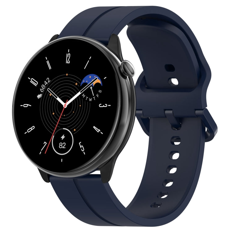 For Amazfit GTR Mini 20mm Flat Head Groove Reverse Buckle Silicone Watch Band(Navy Blue) -  by PMC Jewellery | Online Shopping South Africa | PMC Jewellery