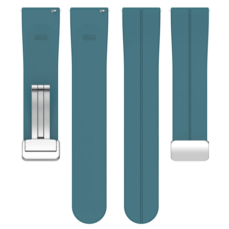 For Amazfit GTR 4 Magnetic Fold Clasp Silver Buckle Silicone Watch Band(Navy Green) -  by PMC TechLife | Online Shopping South Africa | PMC TechLife