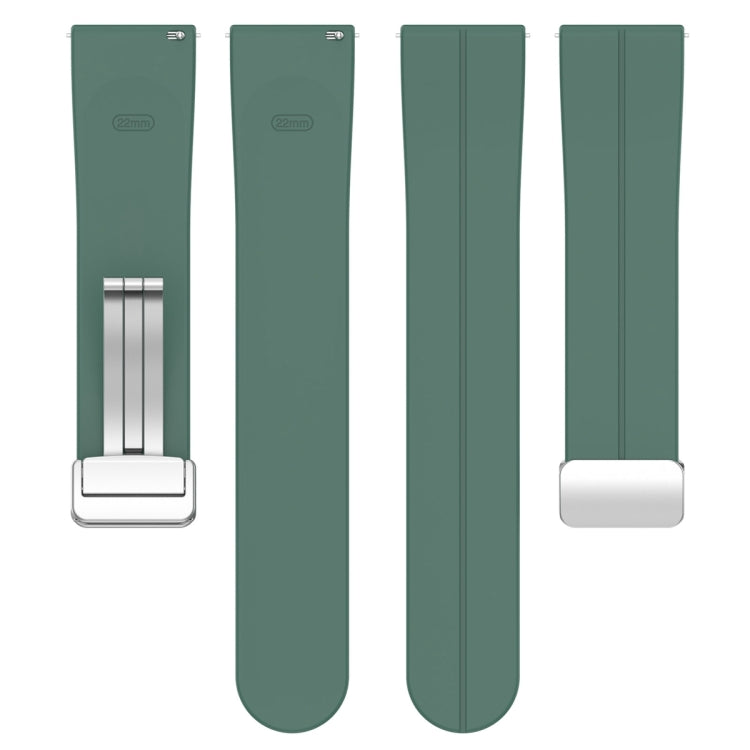 For Amazfit GTR 4 Magnetic Fold Clasp Silver Buckle Silicone Watch Band(Dark Green) -  by PMC TechLife | Online Shopping South Africa | PMC TechLife
