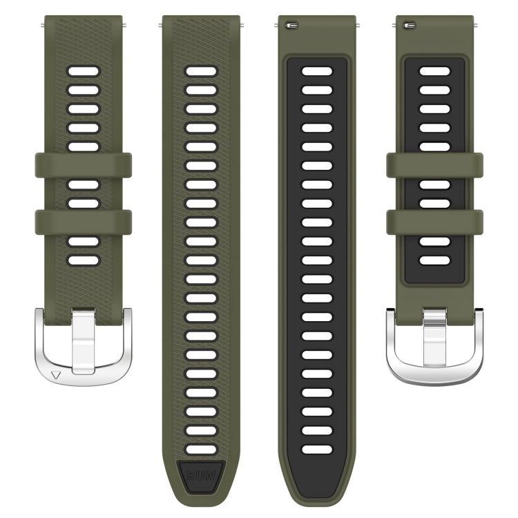 For Amazfit GTR Mini 20mm Cross Texture Two Color Silicone Stainless Steel Buckle Watch Band(Green Black) -  by PMC Jewellery | Online Shopping South Africa | PMC Jewellery