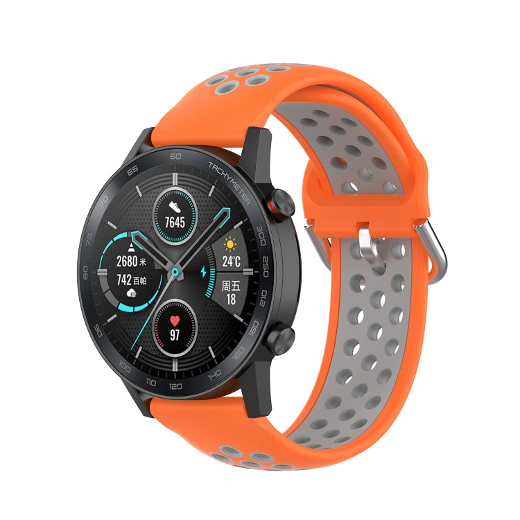 For Honor Watch GS 3i 22mm Sports Two-tone Silicone Watch Band(Orange Grey) - Smart Wear by PMC Jewellery | Online Shopping South Africa | PMC Jewellery