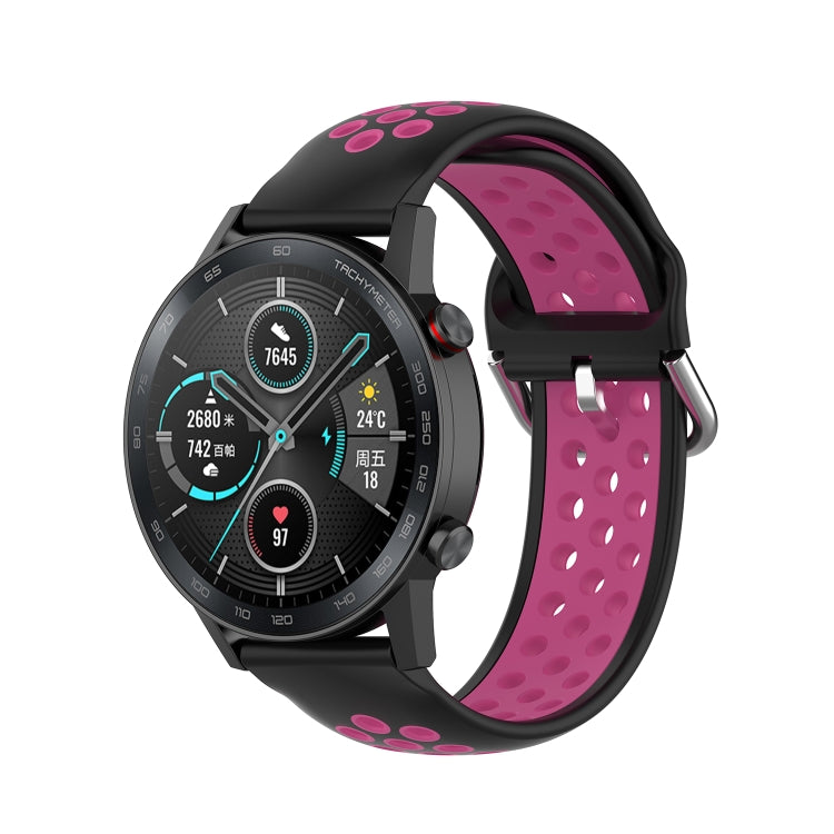 For Honor Watch GS 3i 22mm Sports Two-tone Silicone Watch Band(Black+Rose Red) -  by PMC Jewellery | Online Shopping South Africa | PMC Jewellery