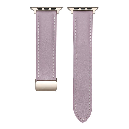 Folding Buckle Genuine Leather Watch Band For Apple Watch Series 8&7 41mm / SE 2&6&SE&5&4 40mm / 3&2&1 38mm(Purple) - Smart Wear by PMC Jewellery | Online Shopping South Africa | PMC Jewellery