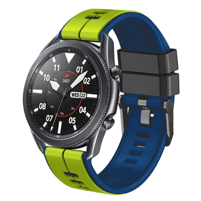 20mm Universal Vertical Line Two-Color Silicone Watch Band(Lime+Blue) - Smart Wear by PMC Jewellery | Online Shopping South Africa | PMC Jewellery