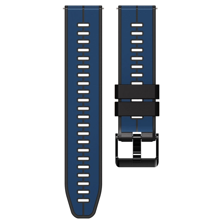 20mm Universal Vertical Line Two-Color Silicone Watch Band(Dark Blue+Black) - Smart Wear by PMC Jewellery | Online Shopping South Africa | PMC Jewellery