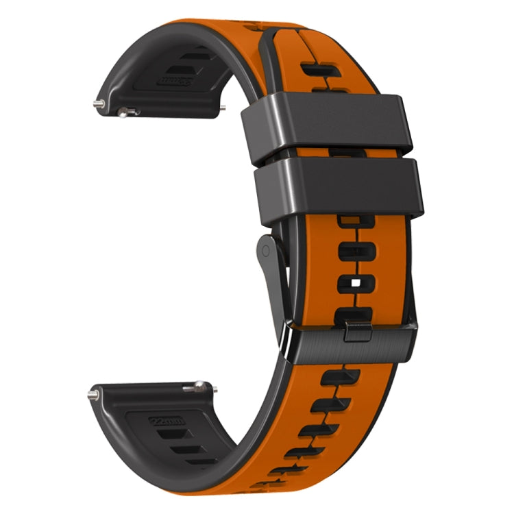 22mm Universal Vertical Line Two-Color Silicone Watch Band(Orange+Black) - Smart Wear by PMC TechLife | Online Shopping South Africa | PMC TechLife