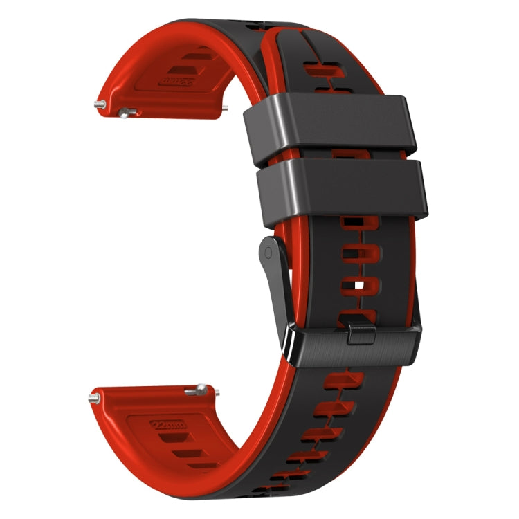 22mm Universal Vertical Line Two-Color Silicone Watch Band(Black+Red) - Smart Wear by PMC Jewellery | Online Shopping South Africa | PMC Jewellery