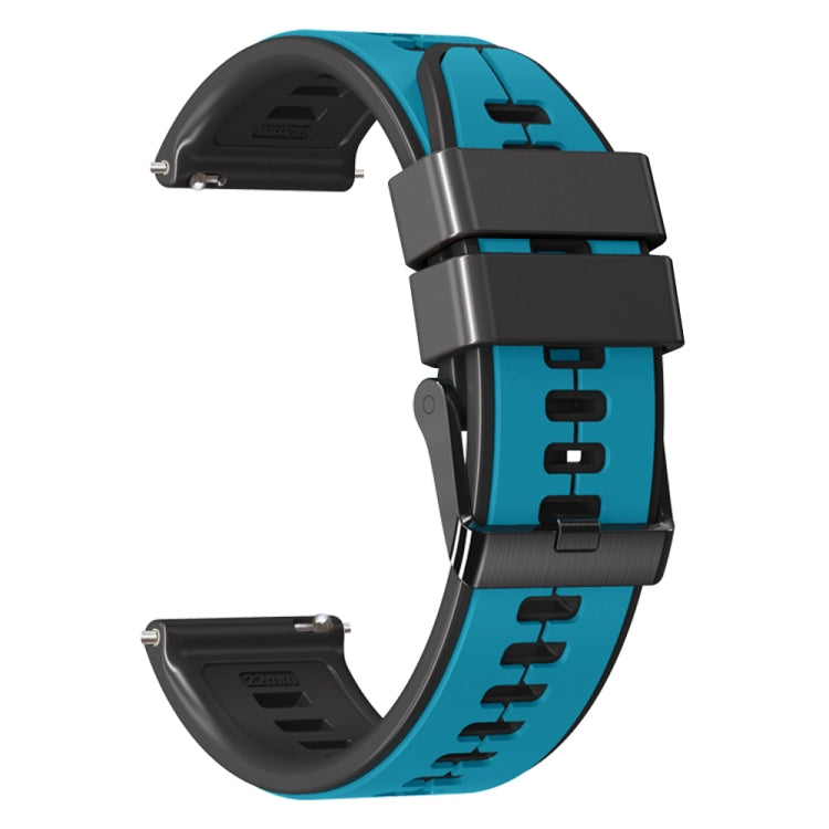 22mm Universal Vertical Line Two-Color Silicone Watch Band(Sky Blue+Black) - Smart Wear by PMC Jewellery | Online Shopping South Africa | PMC Jewellery