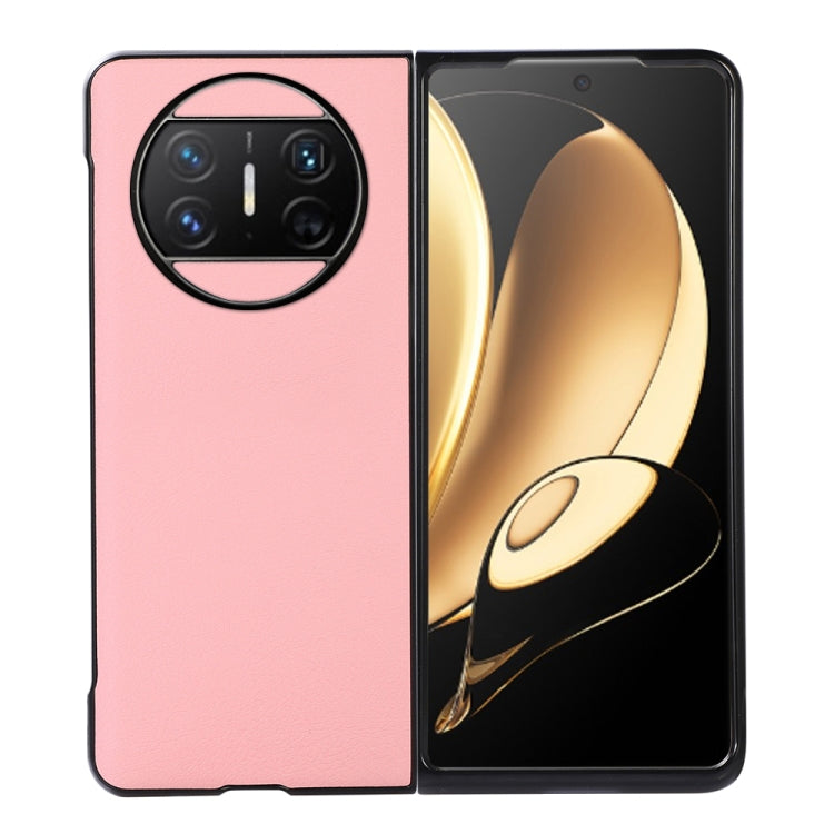 For Huawei Mate X3 Two-color Litchi Texture PU Phone Case(Pink) - Huawei Cases by PMC TechLife | Online Shopping South Africa | PMC TechLife | Buy Now Pay Later Mobicred
