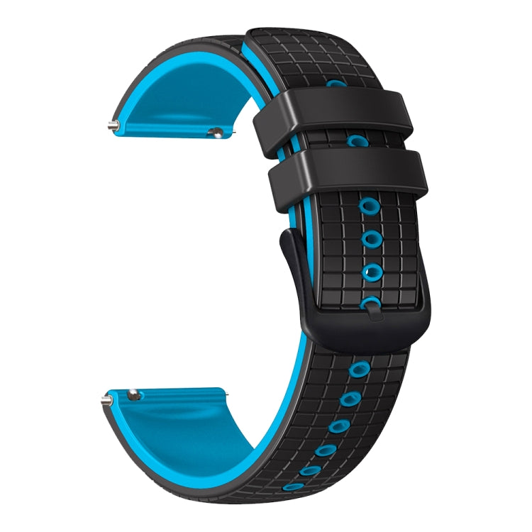 20mm Universal Mesh Two-Tone Silicone Watch Band(Black Sky Blue) - Smart Wear by PMC Jewellery | Online Shopping South Africa | PMC Jewellery