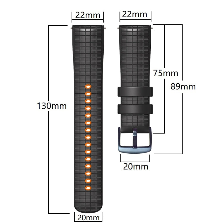 20mm Universal Mesh Two-Tone Silicone Watch Band(Dark Blue Black) - Smart Wear by PMC Jewellery | Online Shopping South Africa | PMC Jewellery