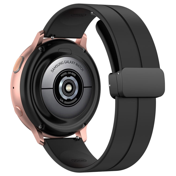 20mm Universal Flat Head Groove Folding Black Buckle Silicone Watch Band(Black) - Smart Wear by PMC TechLife | Online Shopping South Africa | PMC TechLife
