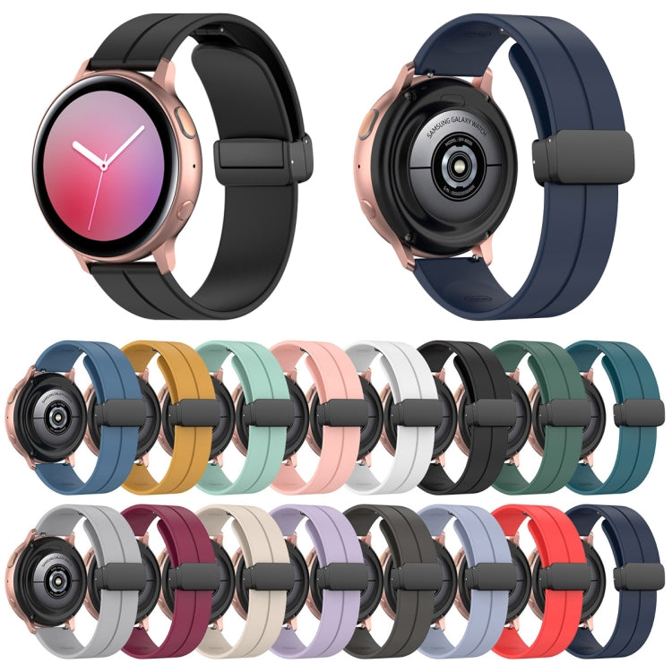 20mm Universal Flat Head Groove Folding Black Buckle Silicone Watch Band(Light Grey) - Smart Wear by PMC TechLife | Online Shopping South Africa | PMC TechLife