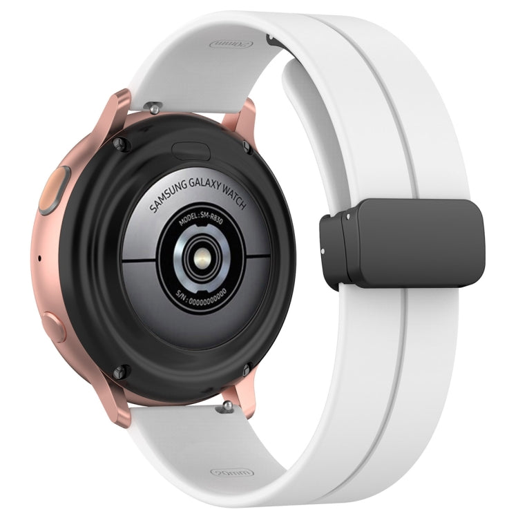 22mm Universal Flat Head Groove Folding Black Buckle Silicone Watch Band(White) - Smart Wear by PMC TechLife | Online Shopping South Africa | PMC TechLife