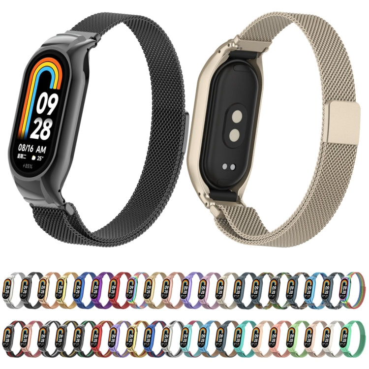 For Xiaomi Mi Band 8 Integrated Metal Case + Milanese Magnetic Watch Band(Colorful) - Smart Wear by PMC Jewellery | Online Shopping South Africa | PMC Jewellery