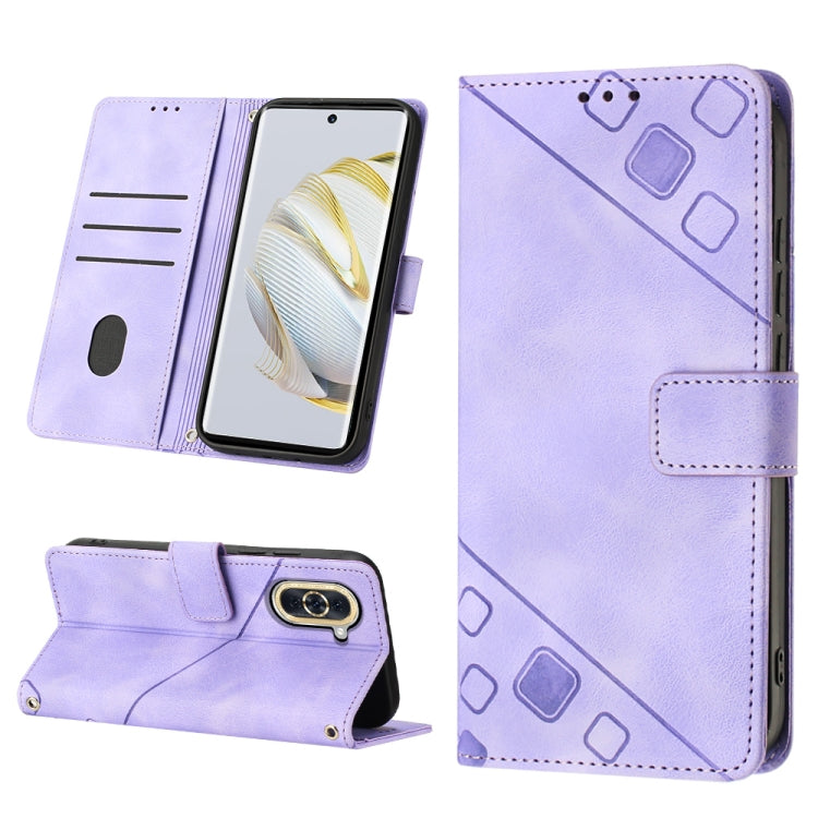 For Huawei nova 10 Skin-feel Embossed Leather Phone Case(Light Purple) - Huawei Cases by PMC Jewellery | Online Shopping South Africa | PMC Jewellery