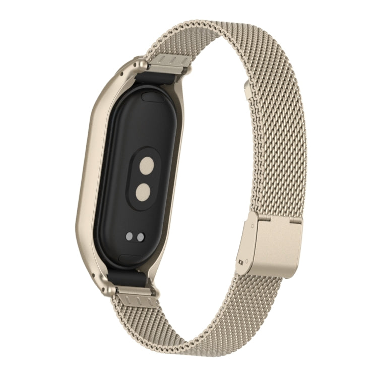 For Xiaomi Mi Band 8 Integrated Metal Case + Steel Mesh Buckle Watch Band(Starlight Color) - Smart Wear by PMC Jewellery | Online Shopping South Africa | PMC Jewellery