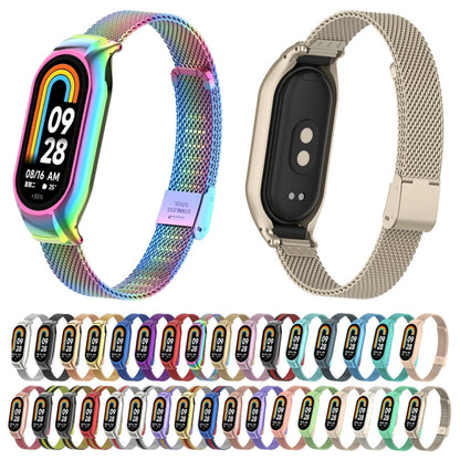 For Xiaomi Mi Band 8 Integrated Metal Case + Steel Mesh Buckle Watch Band(Retro Gold) - Smart Wear by PMC Jewellery | Online Shopping South Africa | PMC Jewellery