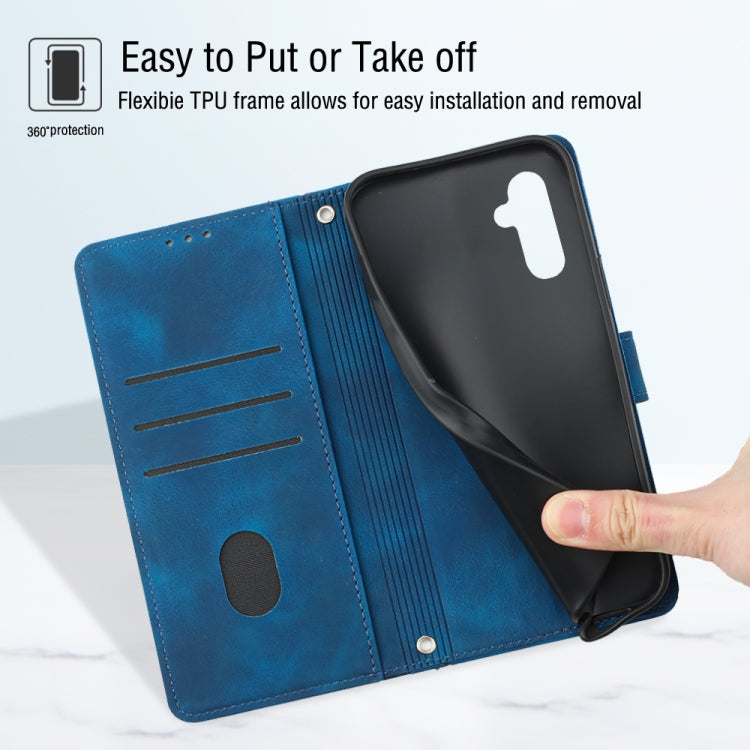 For Samsung Galaxy A24 4G Skin-feel Embossed Leather Phone Case(Blue) - free shipping - PMC TechLife - Order now!