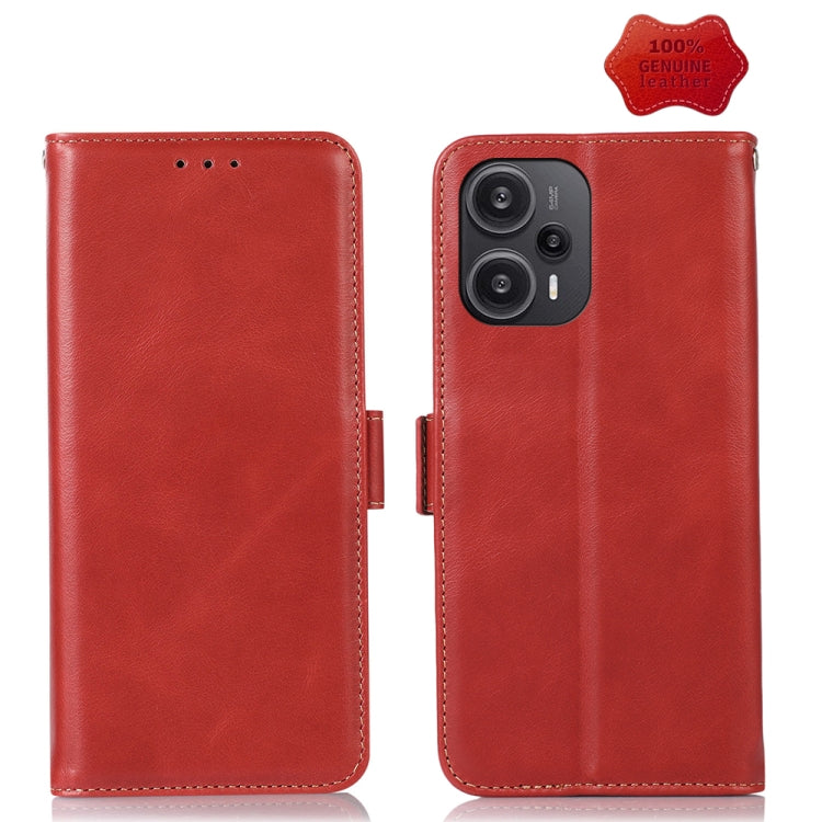 For Xiaomi Redmi Note 12 Turbo 5G Crazy Horse Top Layer Cowhide Leather Phone Case(Red) - Xiaomi Cases by PMC TechLife | Online Shopping South Africa | PMC TechLife