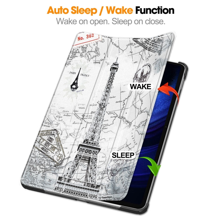 For Xiaomi Pad 6 / 6 Pro Custer Painted 3-Fold Stand Leather Smart Tablet Case(Retro Eiffel Tower) - free shipping - PMC TechLife - Order now!