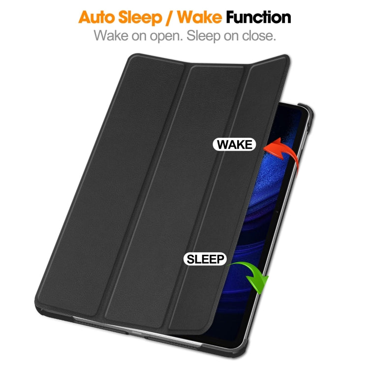 For Xiaomi Pad 6 / 6 Pro Custer Texture 3-Fold Holder Leather Smart Tablet Case(Black) - Xiaomi Cases by PMC TechLife | Online Shopping South Africa | PMC TechLife | Buy Now Pay Later Mobicred
