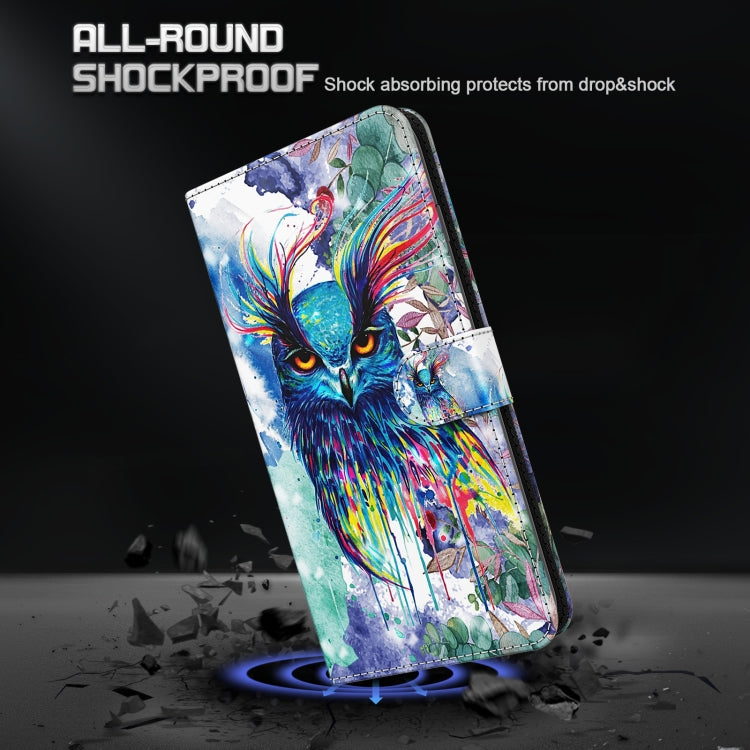 For Xiaomi Redmi Note 12 4G Global 3D Painting Pattern Flip Leather Phone Case(Watercolor Owl) - free shipping - PMC TechLife - Order now!