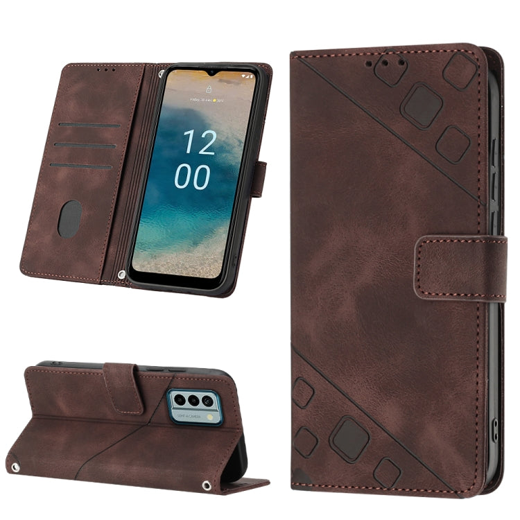 For Nokia G22 Skin-feel Embossed Leather Phone Case(Brown) - Nokia Cases by PMC Jewellery | Online Shopping South Africa | PMC Jewellery